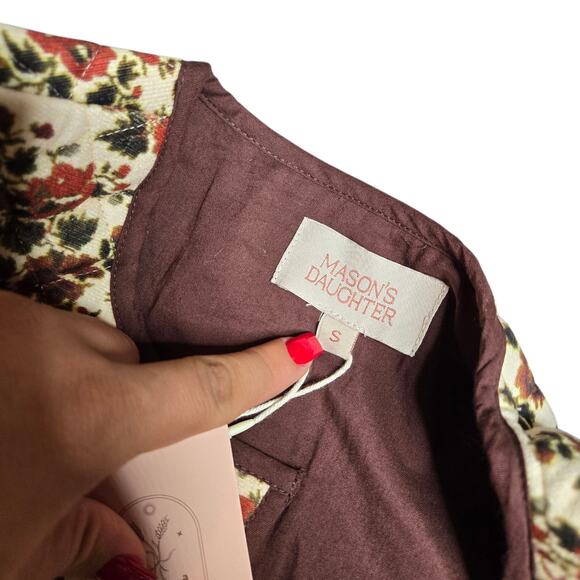 Mason's Daughter Brown Quilt Floral Cropped Jacket Size: S - Picture 3 of 4